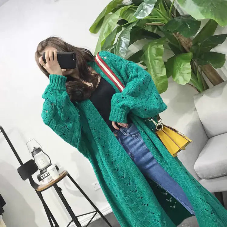 Autumn Women's Korean Style Knitted Cardigan (Long)