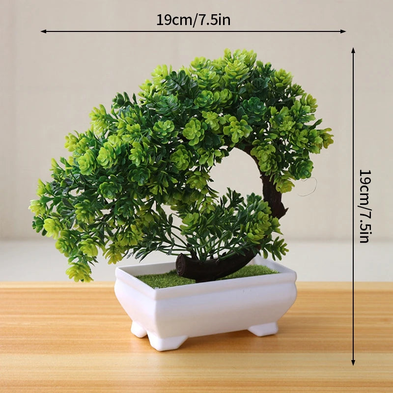 Artificial Plastic Plants Bonsai Fake Plant Flowers Potted Ornaments Simulated Tree Potted Creative Desk Decor Home Table Decor