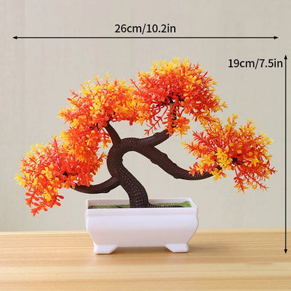 Artificial Plastic Plants Bonsai Fake Plant Flowers Potted Ornaments Simulated Tree Potted Creative Desk Decor Home Table Decor
