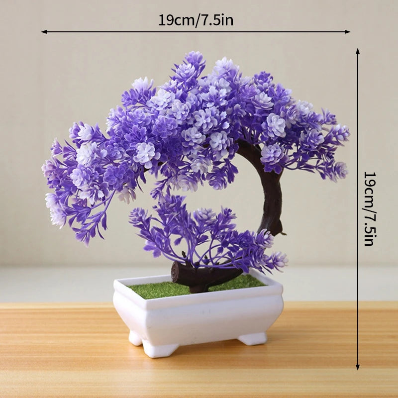 Artificial Plastic Plants Bonsai Fake Plant Flowers Potted Ornaments Simulated Tree Potted Creative Desk Decor Home Table Decor