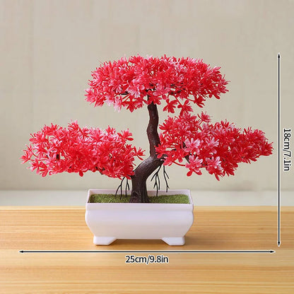 Artificial Plastic Plants Bonsai Fake Plant Flowers Potted Ornaments Simulated Tree Potted Creative Desk Decor Home Table Decor