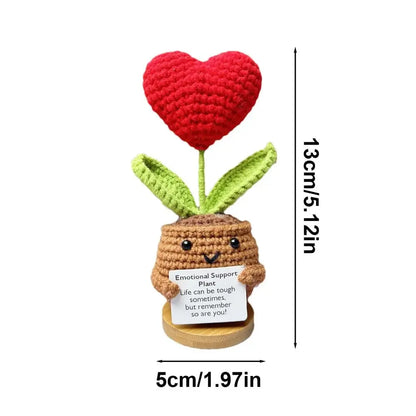 New Positive Energy Heart Flower Hand-woven Dolls Home Room Decor Hug Pocket Knitting Doll Positive Card Desktop Ornament Gifts