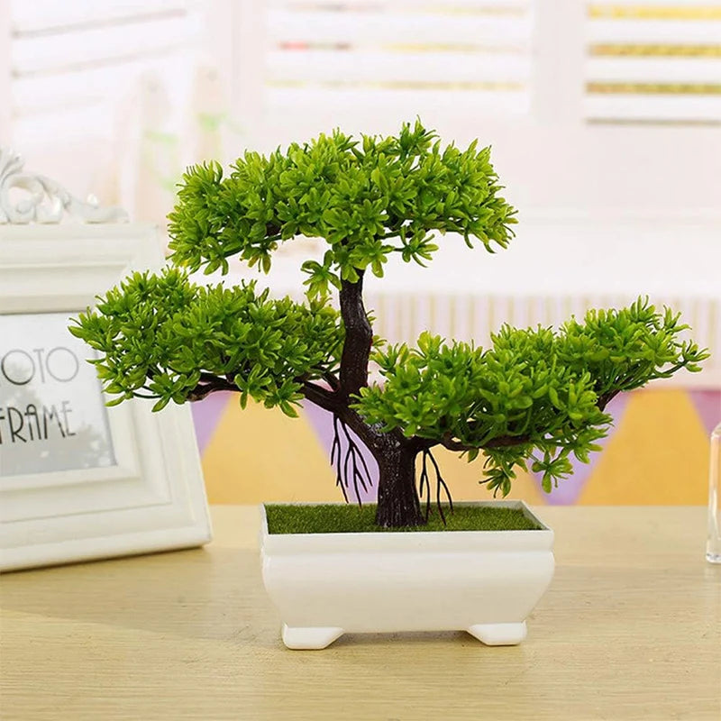 Artificial Plastic Plants Bonsai Fake Plant Flowers Potted Ornaments Simulated Tree Potted Creative Desk Decor Home Table Decor