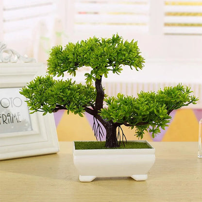Artificial Plastic Plants Bonsai Fake Plant Flowers Potted Ornaments Simulated Tree Potted Creative Desk Decor Home Table Decor