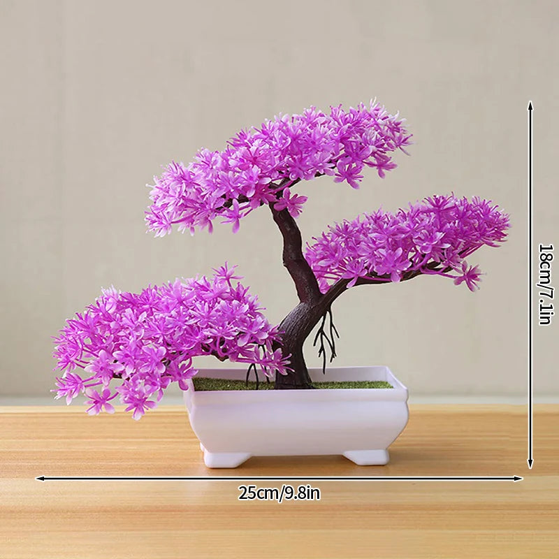 Artificial Plastic Plants Bonsai Fake Plant Flowers Potted Ornaments Simulated Tree Potted Creative Desk Decor Home Table Decor