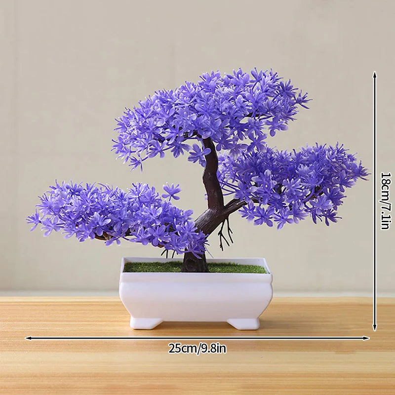 Artificial Plastic Plants Bonsai Fake Plant Flowers Potted Ornaments Simulated Tree Potted Creative Desk Decor Home Table Decor