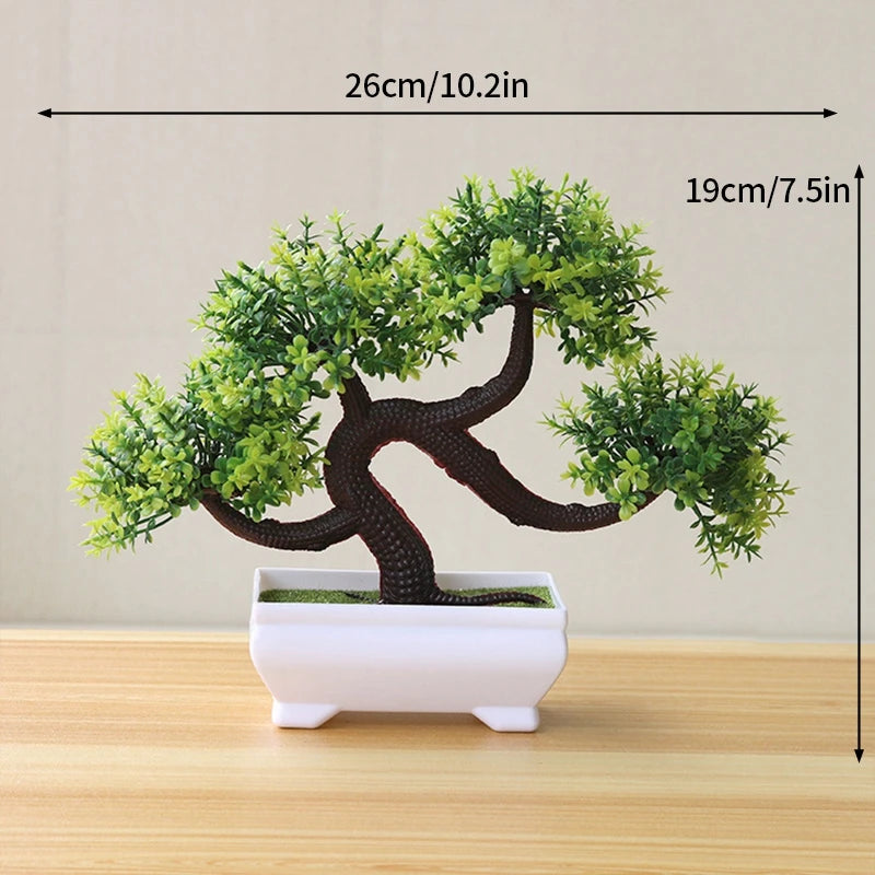 Artificial Plastic Plants Bonsai Fake Plant Flowers Potted Ornaments Simulated Tree Potted Creative Desk Decor Home Table Decor