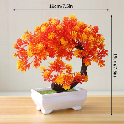 Artificial Plastic Plants Bonsai Fake Plant Flowers Potted Ornaments Simulated Tree Potted Creative Desk Decor Home Table Decor
