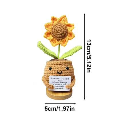 New Positive Energy Heart Flower Hand-woven Dolls Home Room Decor Hug Pocket Knitting Doll Positive Card Desktop Ornament Gifts
