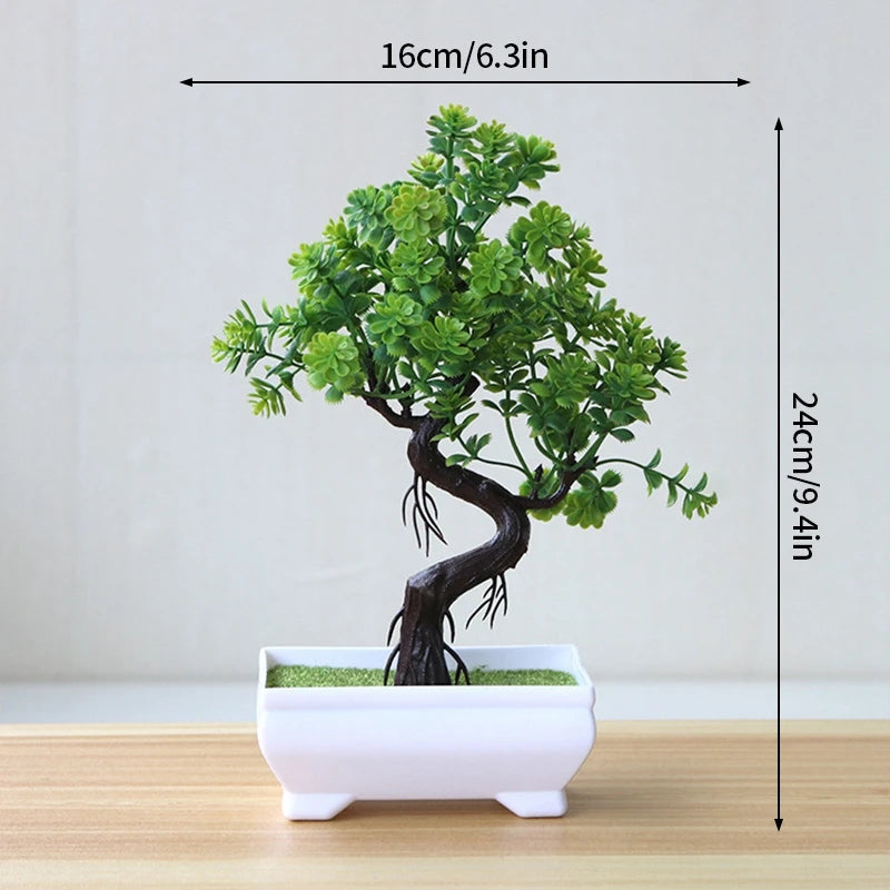 Artificial Plastic Plants Bonsai Fake Plant Flowers Potted Ornaments Simulated Tree Potted Creative Desk Decor Home Table Decor