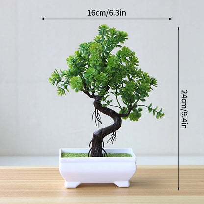 Artificial Plastic Plants Bonsai Fake Plant Flowers Potted Ornaments Simulated Tree Potted Creative Desk Decor Home Table Decor