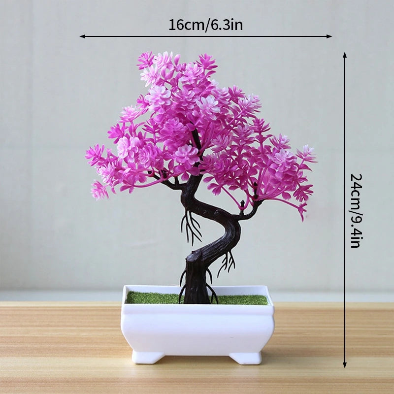 Artificial Plastic Plants Bonsai Fake Plant Flowers Potted Ornaments Simulated Tree Potted Creative Desk Decor Home Table Decor