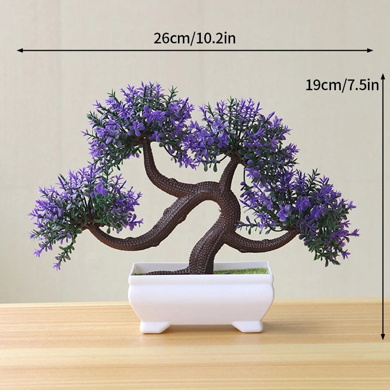 Artificial Plastic Plants Bonsai Fake Plant Flowers Potted Ornaments Simulated Tree Potted Creative Desk Decor Home Table Decor