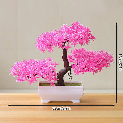 Artificial Plastic Plants Bonsai Fake Plant Flowers Potted Ornaments Simulated Tree Potted Creative Desk Decor Home Table Decor