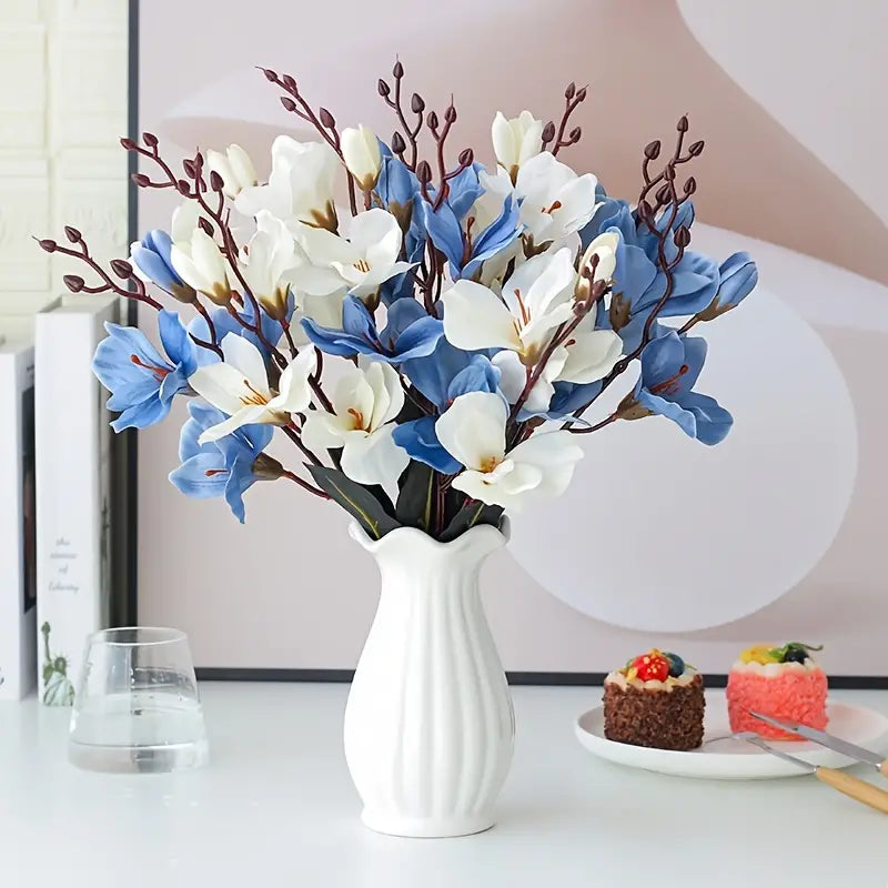 Artificial Silk Magnolia Flower Bouquet for Home Decor