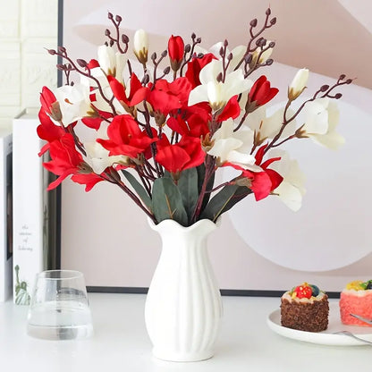 Artificial Silk Magnolia Flower Bouquet for Home Decor
